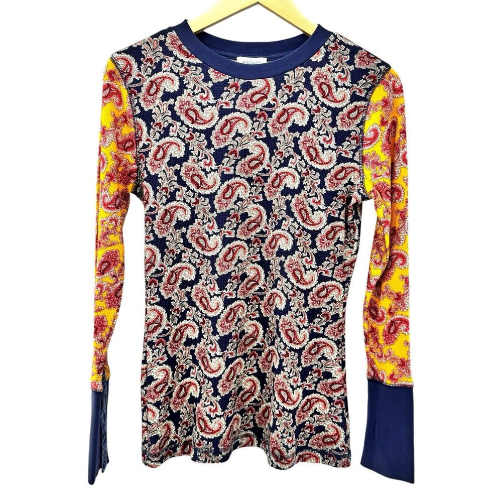 Sundance Women's Medium Pure Paisley Clara Thermal Top Long Sleeve Mixed Print
